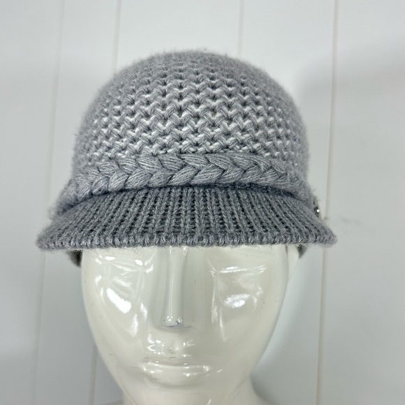 Vintage Y2K 00's Calvin Klein Gray Knit Soft Hat Cap Braided - Picture 2 of 5